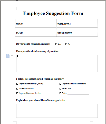 Employee Suggestion Form